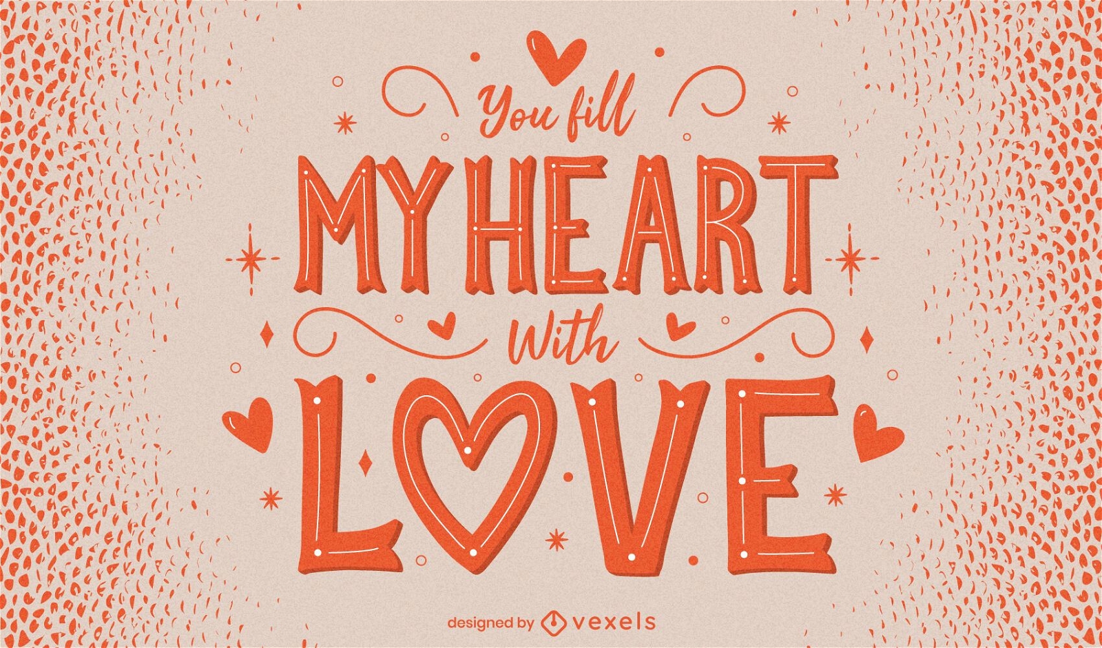 Valentine's day heart lettering design