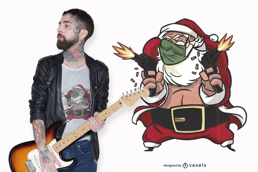 Santa machine gun t-shirt design Santa machine gun t-shirt design