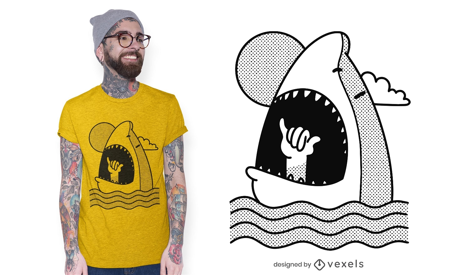 Design de t-shirt Shaka shark