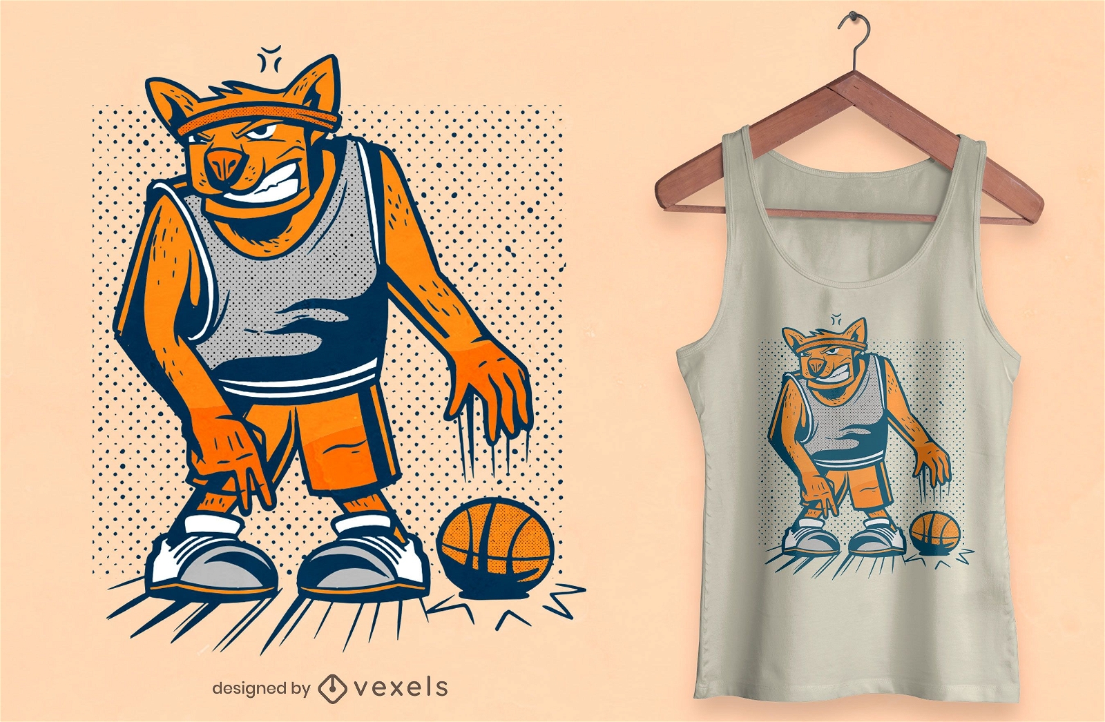 Diseño de camiseta de perro de baloncesto.