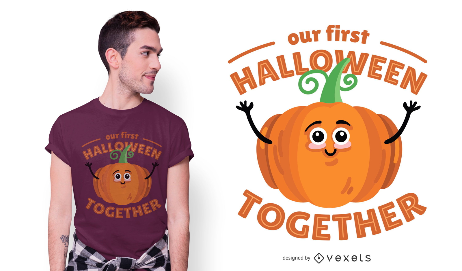 Diseño de camiseta de halloween juntos