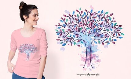 Diseño de camiseta de árbol de la vida en acuarela Diseño de camiseta de árbol de la vida en acuarela