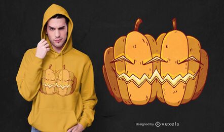 Diseño de camiseta de calabazas siamesas.