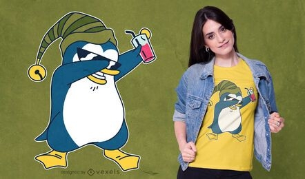 Dabbing design de camiseta de pinguim de festa