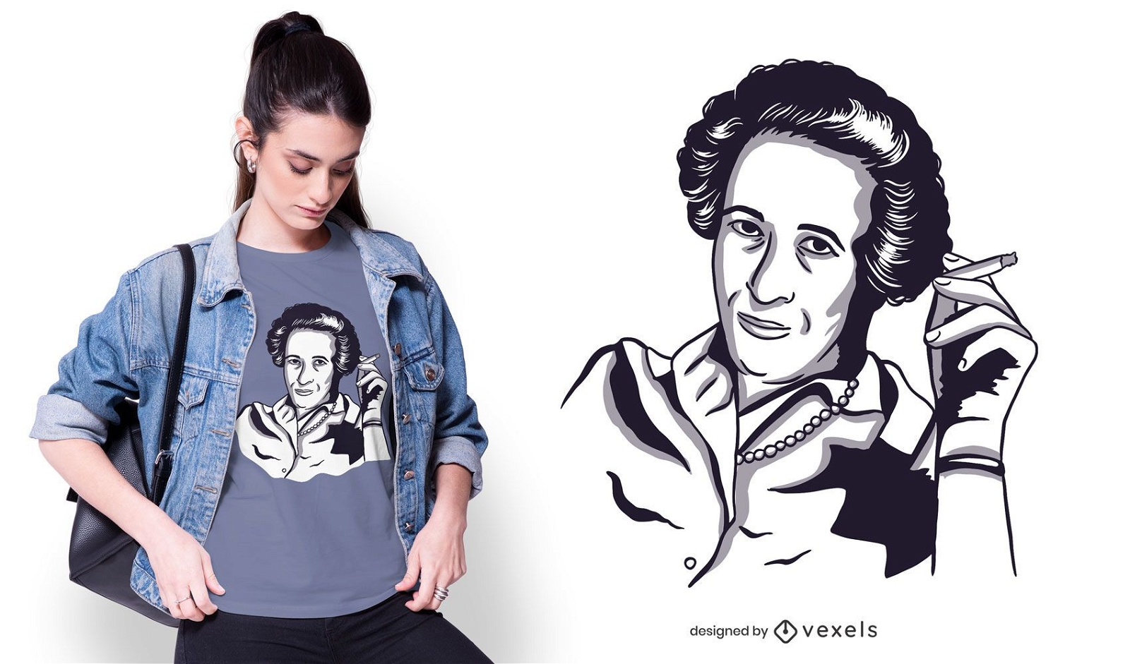 Design da camiseta Hannah Arendt