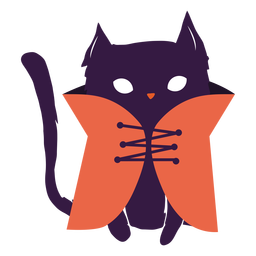 Gato preto com ilustração de casaco gato