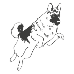 Pastor alemán saltando perro dibujado a mano Diseño PNG