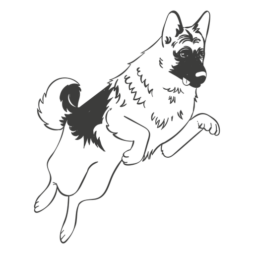 German shepherd jumping hand drawn dog PNG Design