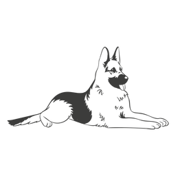 Pastor alemán tendido perro dibujado a mano Transparent PNG