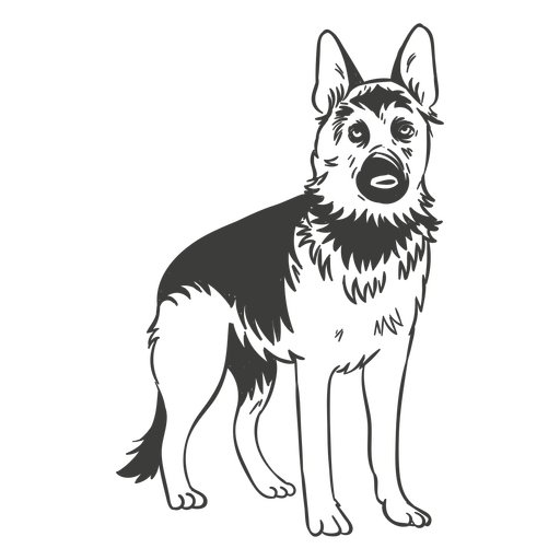 Deutscher Schäferhund stehender gezeichneter Hund PNG-Design