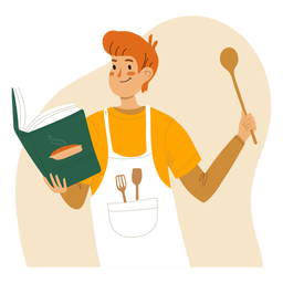 Hombre de jengibre cocinando jengibre de carácter Diseño PNG