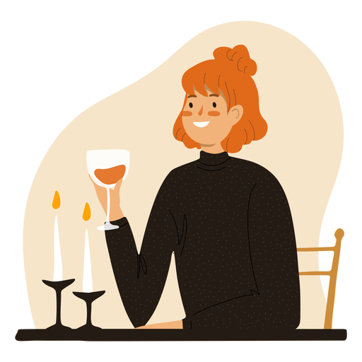 Ginger with wine glass character ginger PNG Design
