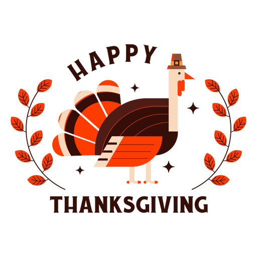 Feliz Dia de Ação de Graças com o emblema da Turquia Desenho PNG