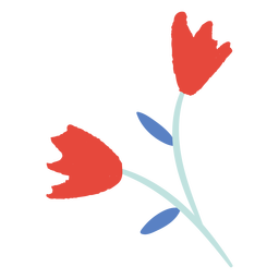Red tulips flowers flat flowers PNG Design