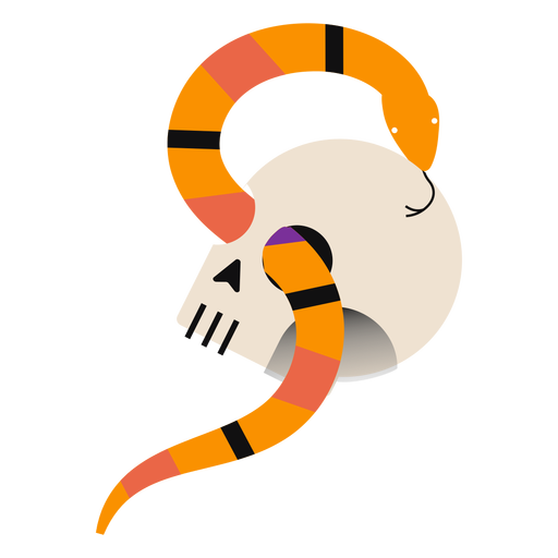 Serpiente a través de calavera serpiente plana Diseño PNG