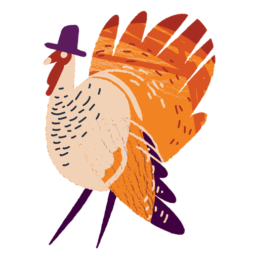 Turkey wearing a hat textured turkey - Transparent PNG & SVG vector file