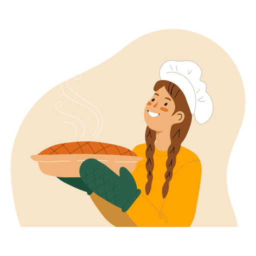 Download Woman with cooked pie character woman - Transparent PNG & SVG vector file