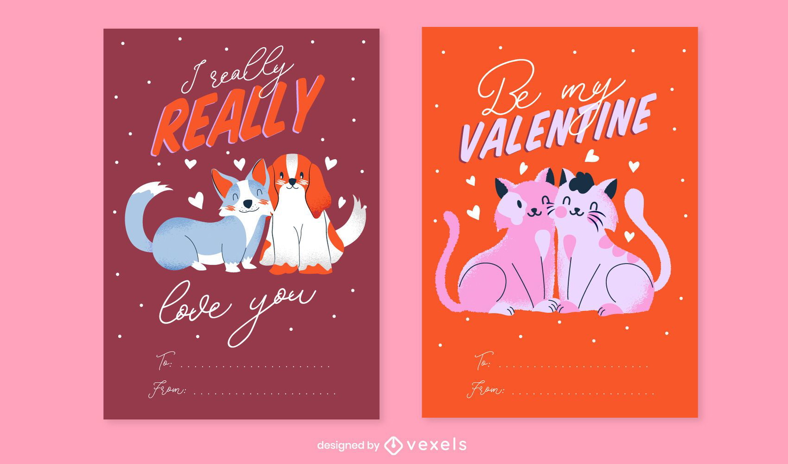 Valentine's day card set design