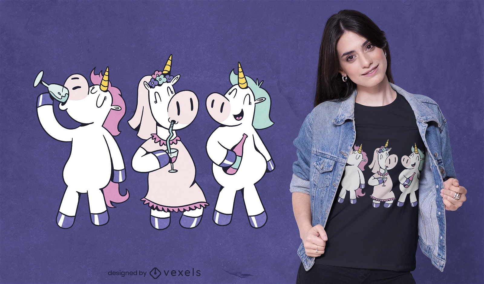 Diseño de camiseta de fiesta de unicornio.