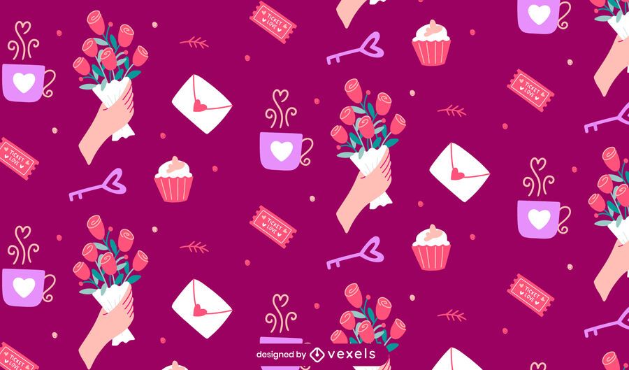 Diseño de patrón de elementos de san valentín Diseño de patrón de elementos de san valentín
