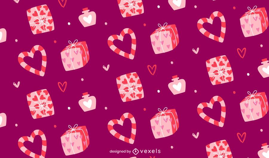 Diseño de patrón de regalos de san valentín Diseño de patrón de regalos de san valentín