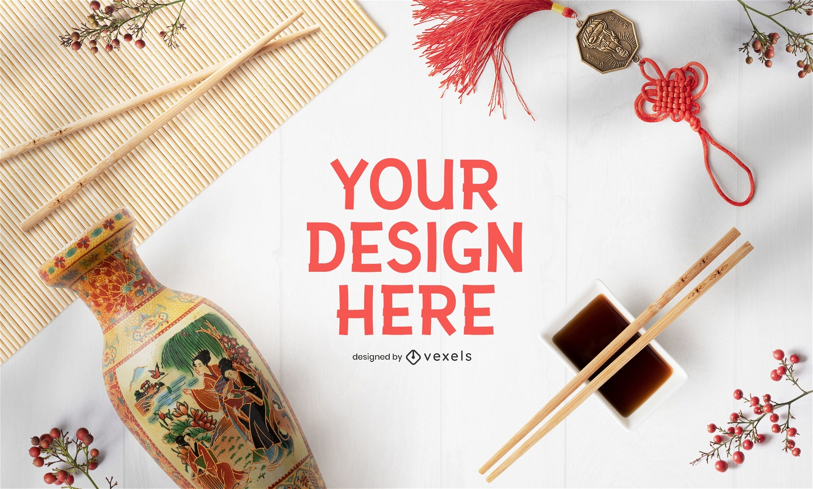 Chinese new year mockup composition psd