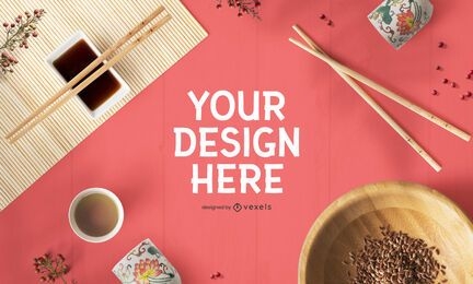 Chinese new year psd mockup composition