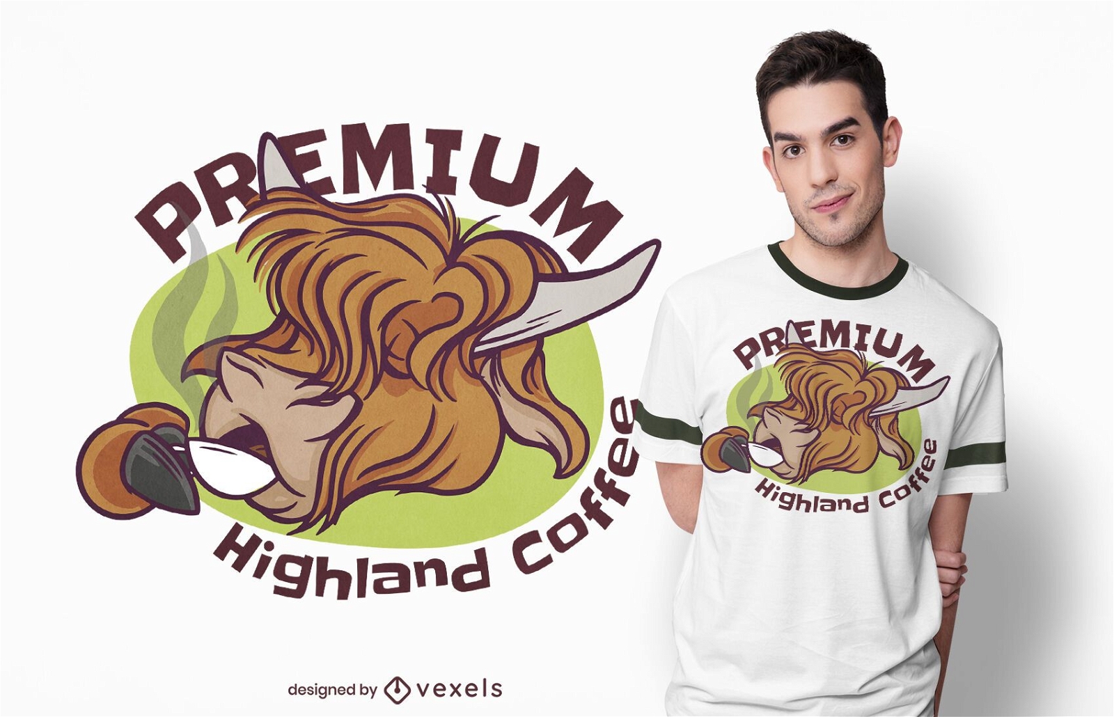 Design de camiseta com café da Highland