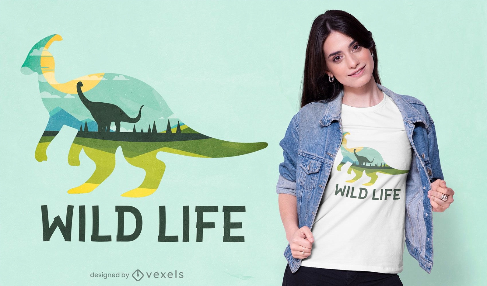 Design de camiseta de dinossauro selvagem