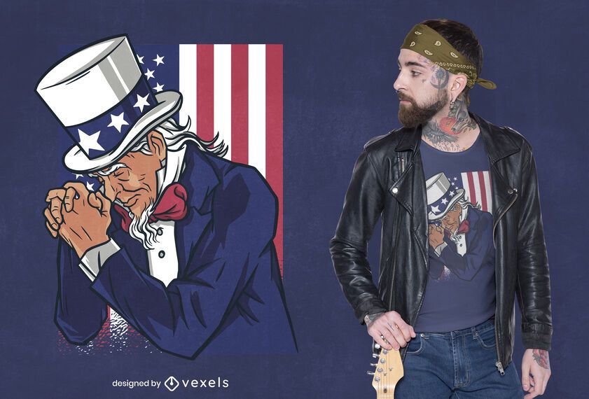 Uncle sam praying t-shirt design Uncle sam praying t-shirt design