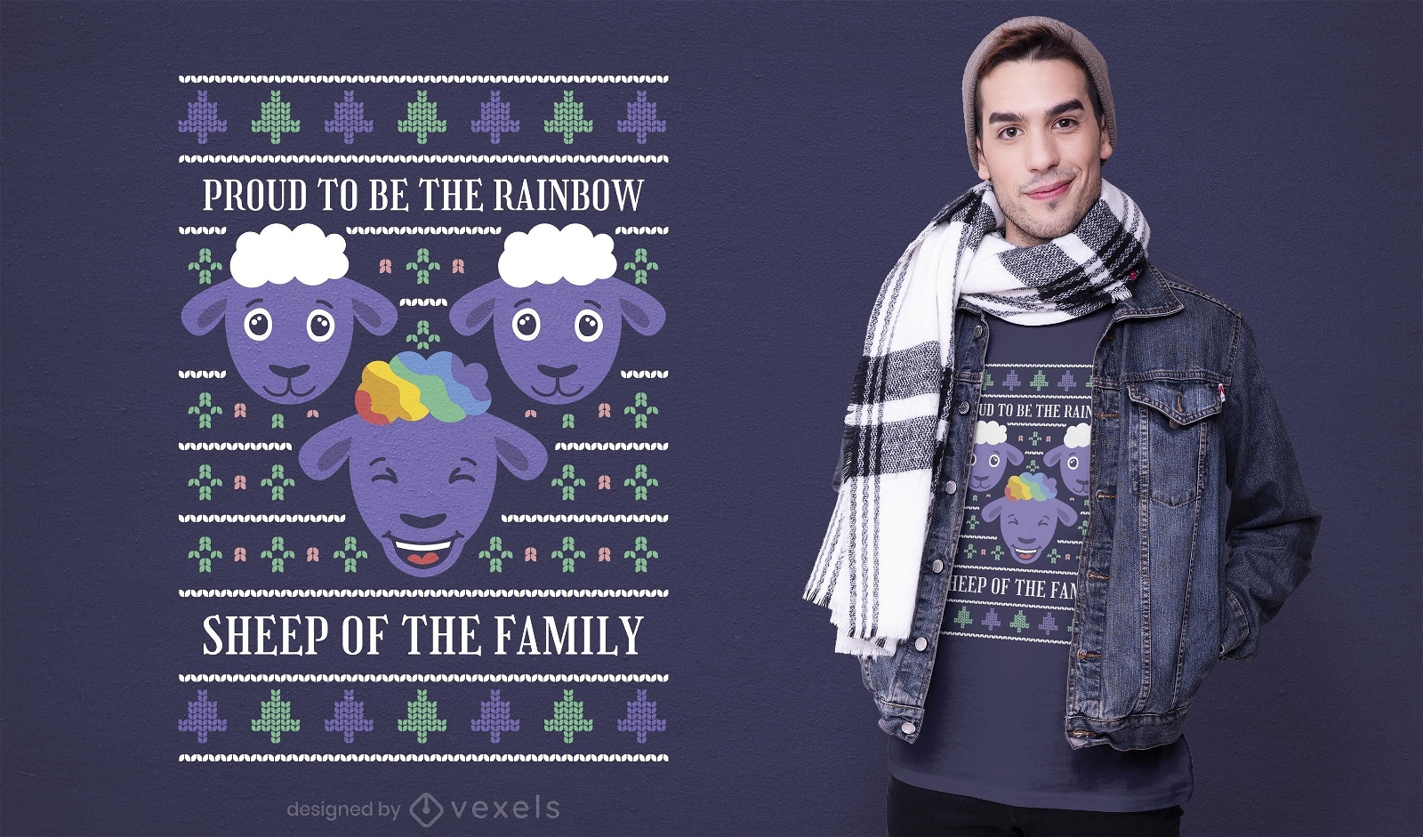 Diseño de camiseta de oveja arcoiris