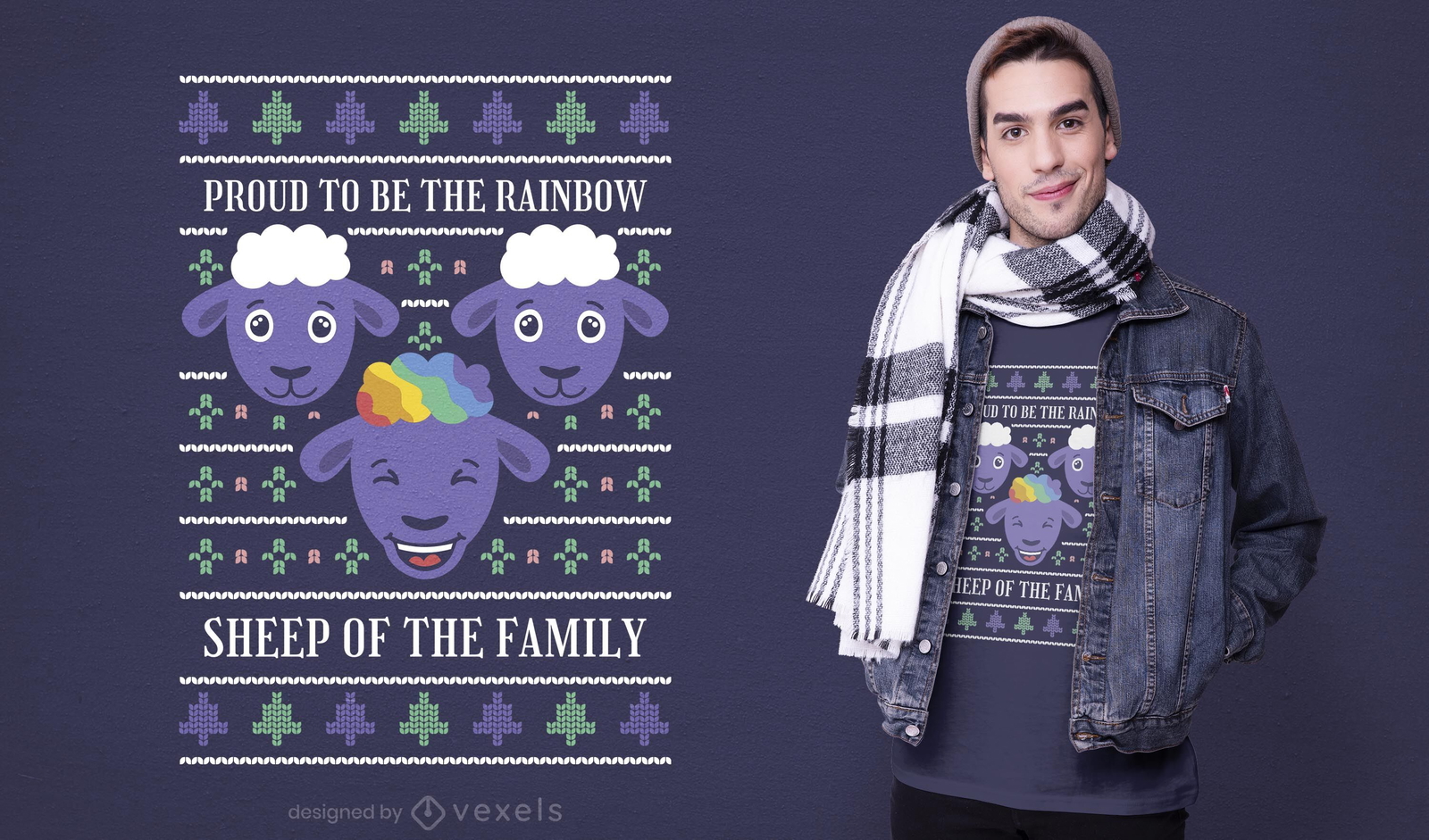 Download Rainbow Sheep T-shirt Design - Vector Download