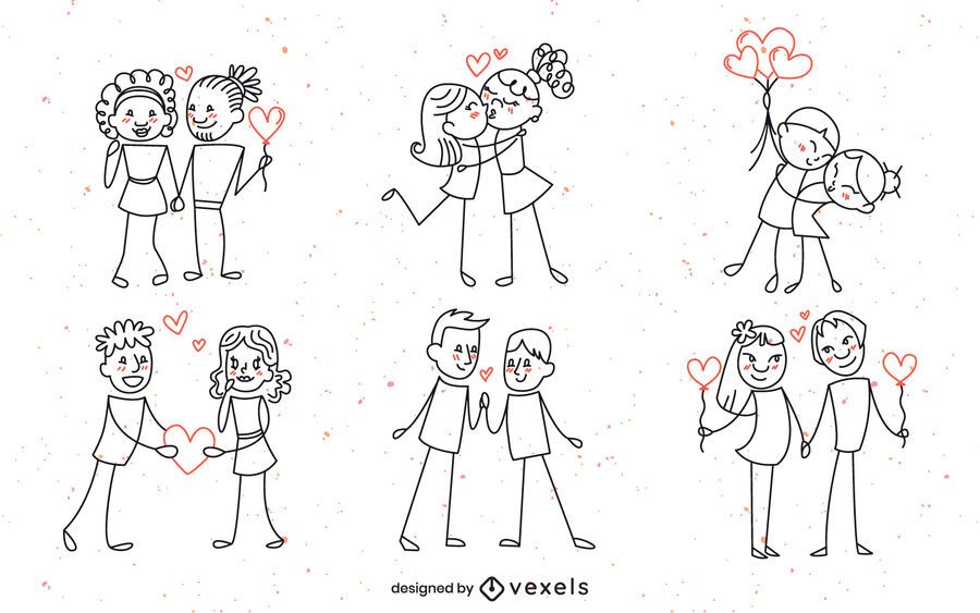 Doodle couple set design Doodle couple set design