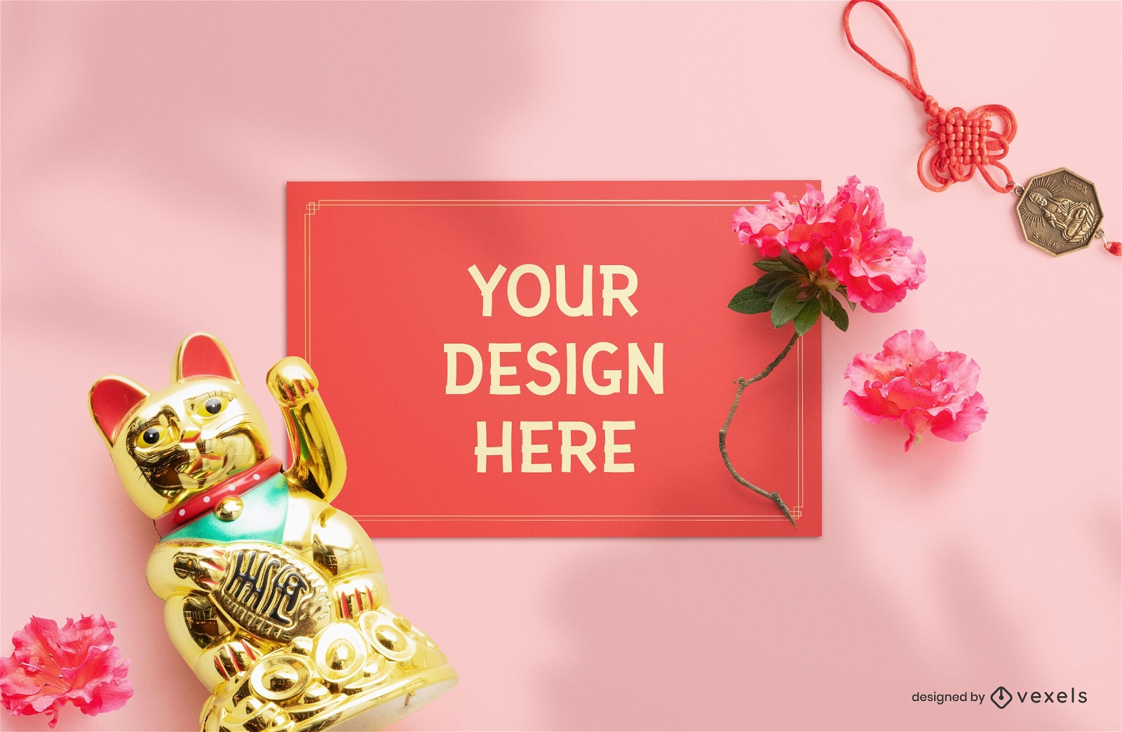 Chinese greeting card psd mockup composition