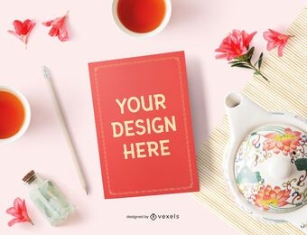 Chinese greeting card mockup composition