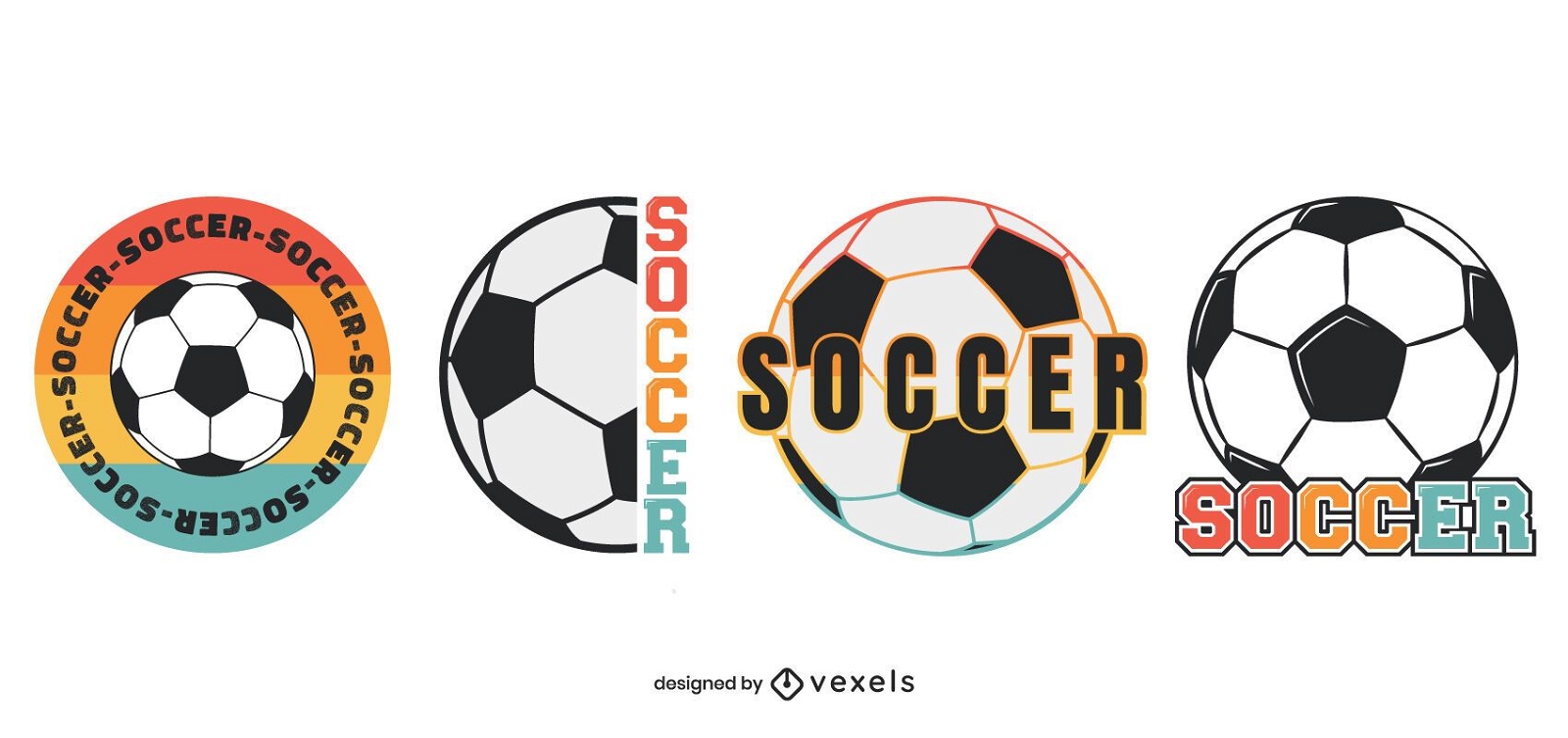 Soccer balls badge set
