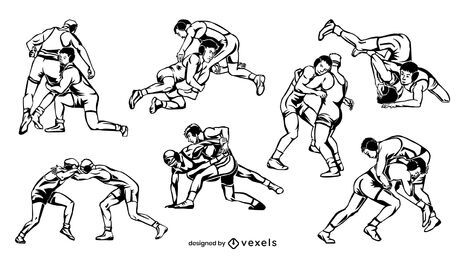 Hand drawn wrestlers set design