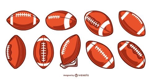 American football balls set