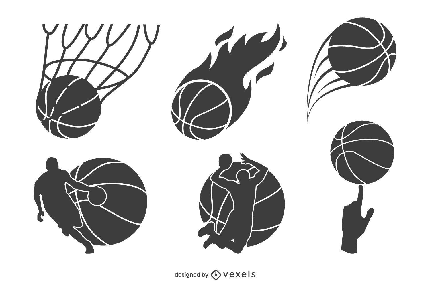 Conjunto de design de composições de basquete
