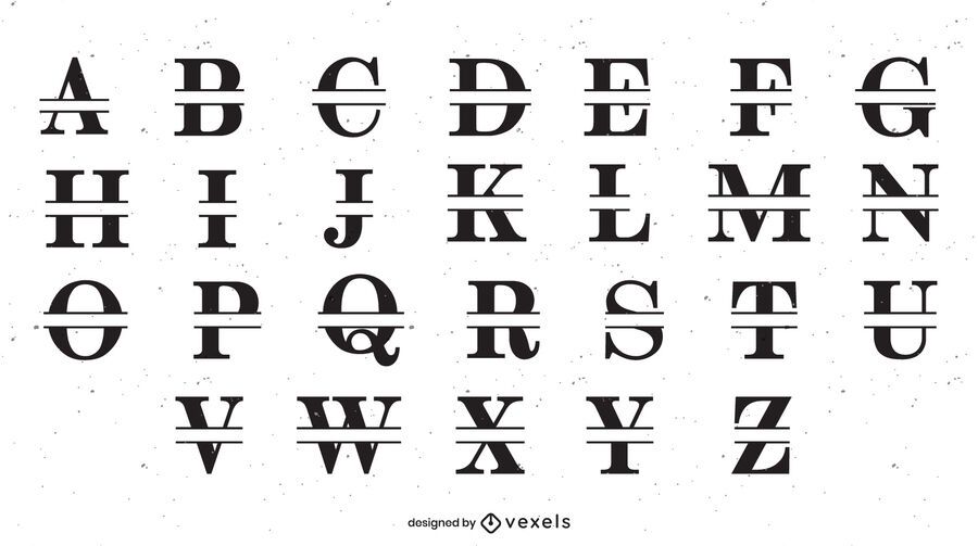 Split Alphabet Set Design Vector Download