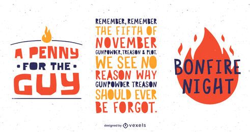 Bonfire night lettering set