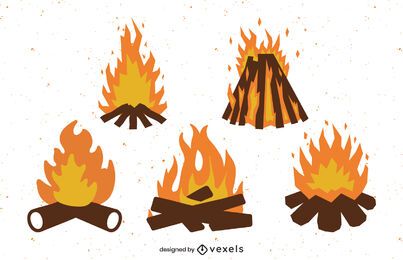 Flaches Lagerfeuer-Set-Design