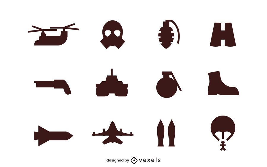 Army Silhouette Icon Set - Vector Download