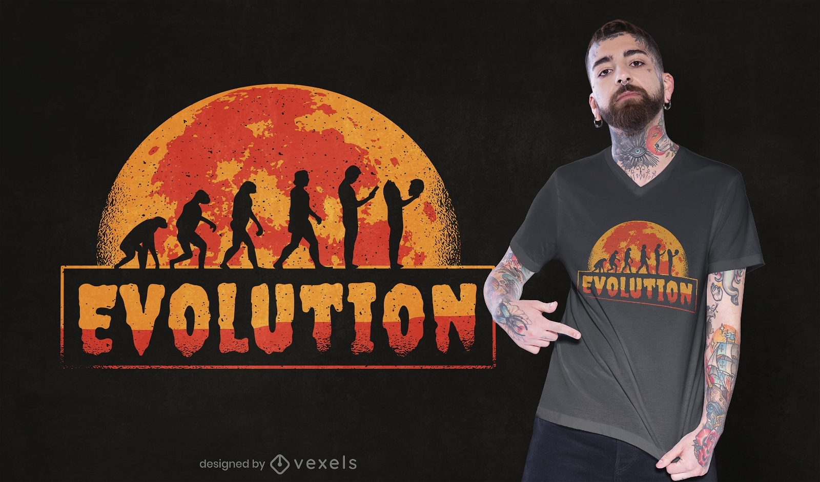 Design de t-shirt evolu??o assustador