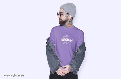Diseño de maqueta de camiseta modelo de sombrero