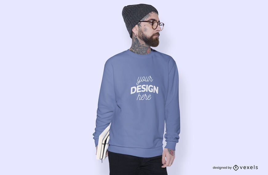 Diseño de maqueta de sudadera modelo masculino Diseño de maqueta de sudadera modelo masculino
