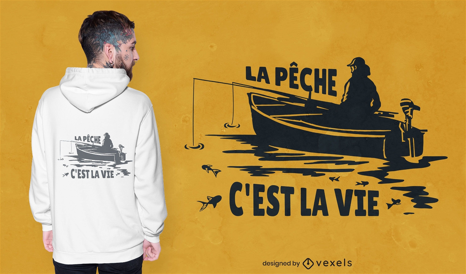 Diseño de camiseta de cita francesa de pesca