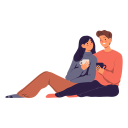 Character couple drinking coffee PNG Design