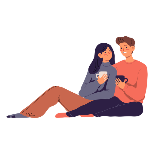 Pareja de personajes tomando café - Descargar PNG/SVG transparente