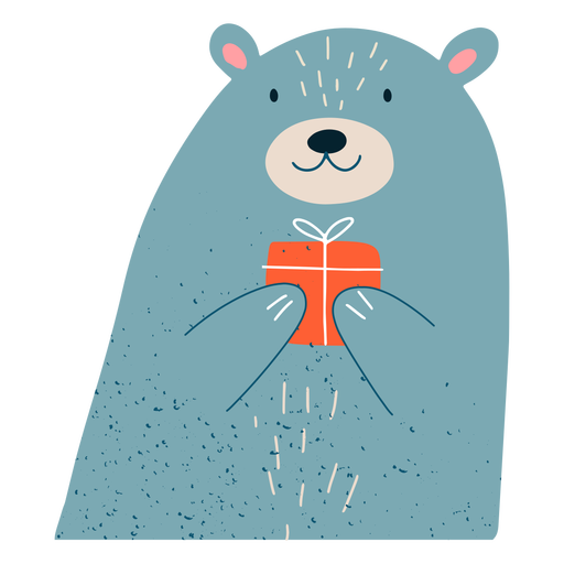Christmas bear present illustration